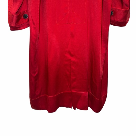 HAIDER ACKERMANN Satin Trench Coat Red Single Breasted FR 38 Single Breasted NWT - Picture 10 of 12